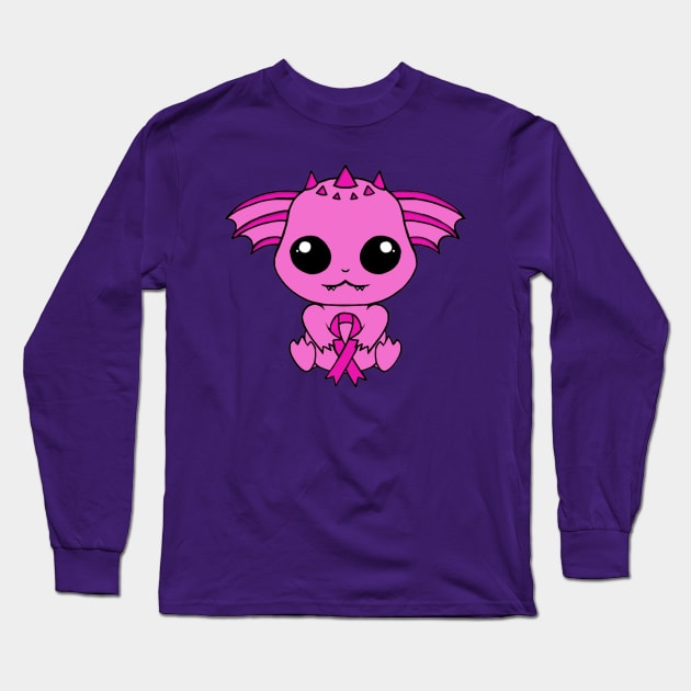 Cute Creature Holding an Awareness Ribbon (Pink) Long Sleeve T-Shirt by CaitlynConnor